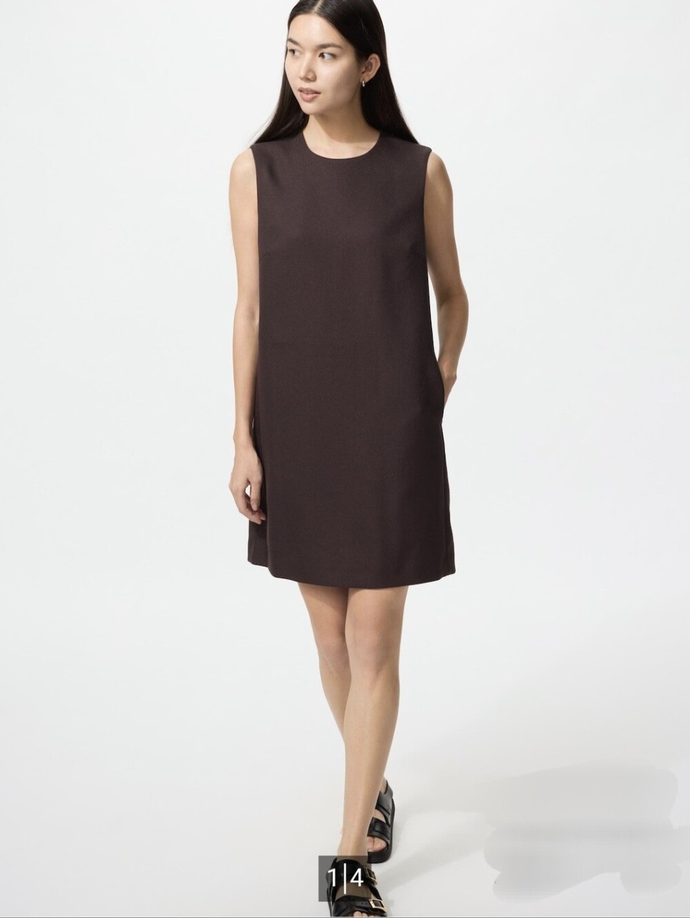 Uniqlo Sleeveless Mini Dress in Dark Brown